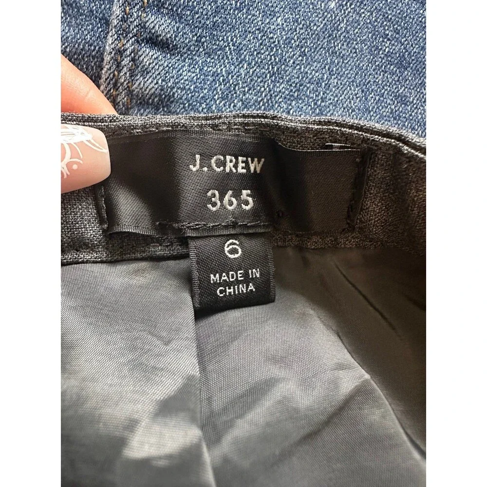 J. Crew 365 Grey Asymmetrical Silt Everyday Wool Blend Back Zip Pencil Skirt 6